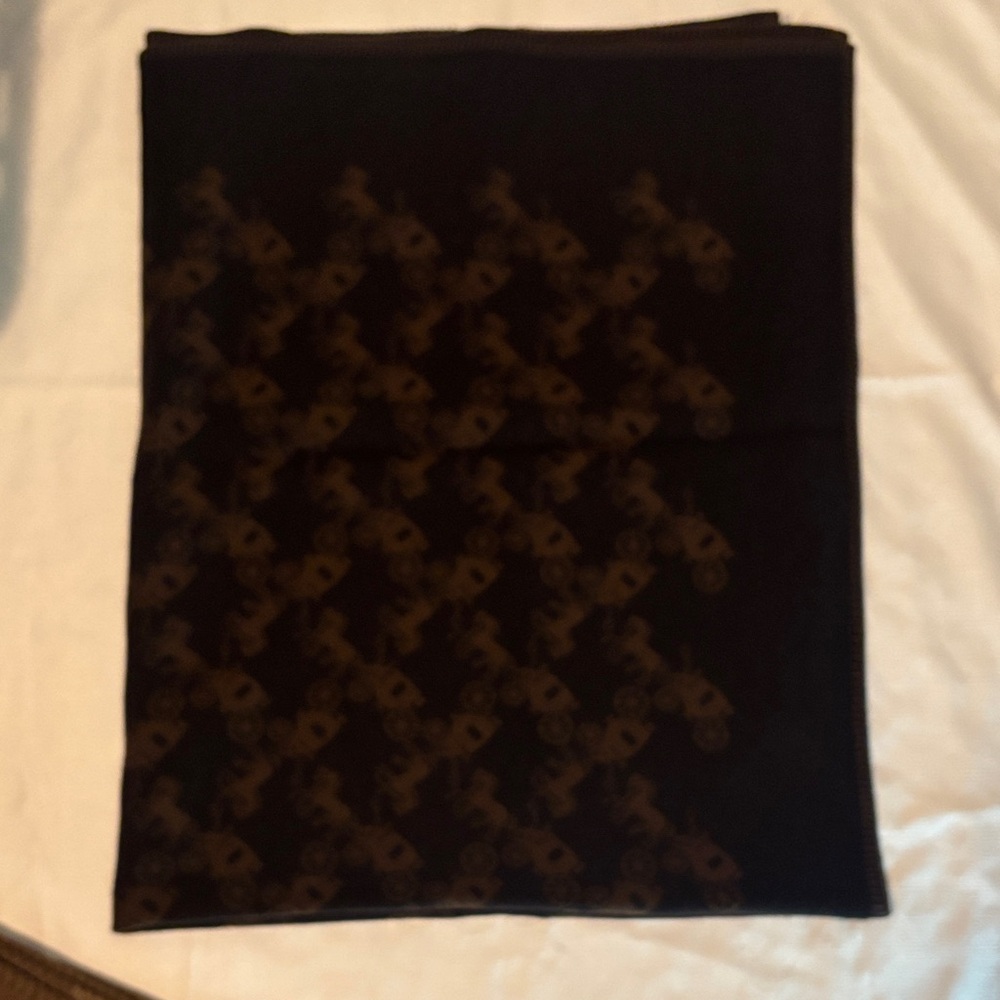 Coach Black and Brown Carriage Scarf Blanket - Picture 5 of 7